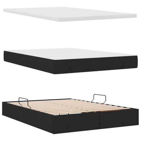 Łóżko z miejscem na przechowywanie i LED Czarny 140 x 190 cm