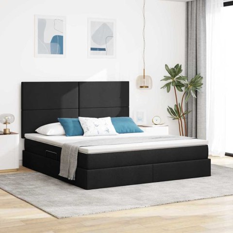 Łóżko z miejscem na przechowywanie i LED Czarny 180 x 200 cm