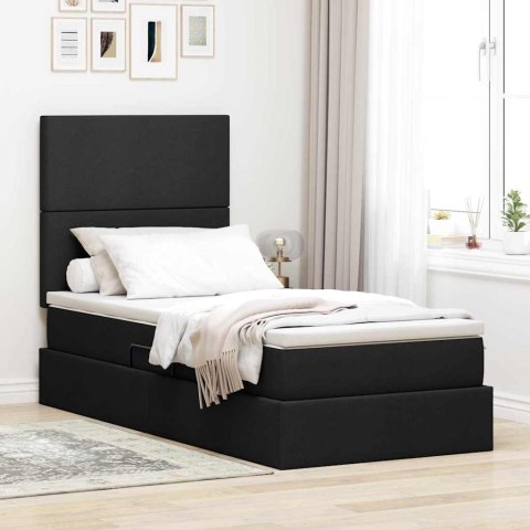 Łóżko z miejscem na przechowywanie i LED Czarny 90 x 190 cm