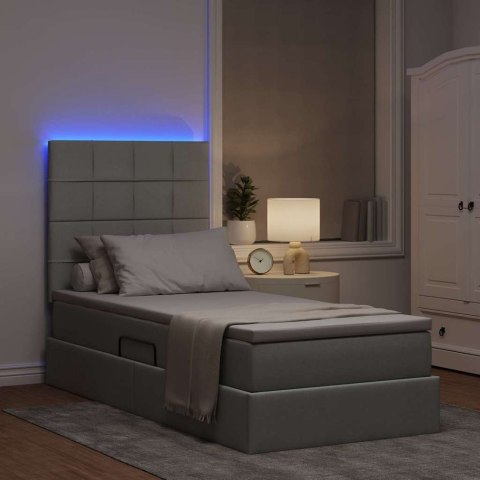 Łóżko z miejscem na przechowywanie i LED Jasnoszary 90 x 190 cm