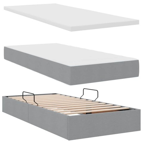 Łóżko z miejscem na przechowywanie i LED Jasnoszary 90 x 190 cm