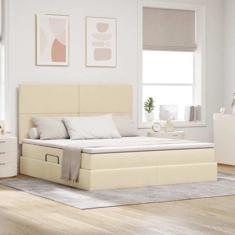 Łóżko z miejscem na przechowywanie i LED Kremowy 180 x 200 cm