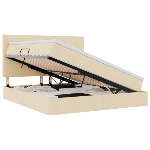 Łóżko z miejscem na przechowywanie i LED Kremowy 180 x 200 cm