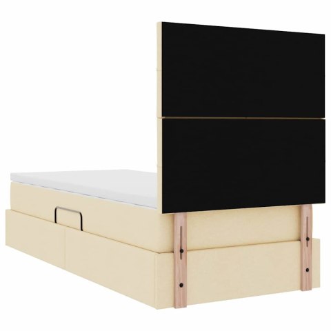 Łóżko z miejscem na przechowywanie i LED Kremowy 90 x 200 cm