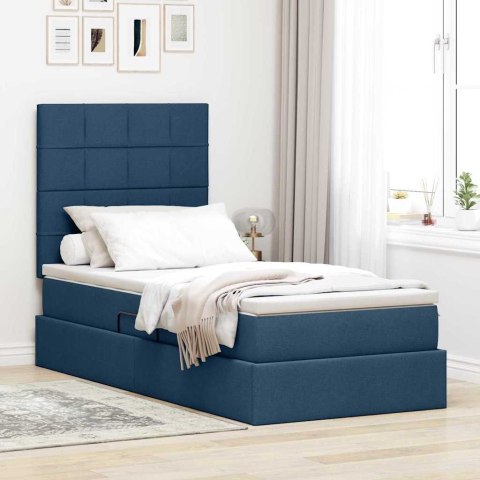 Łóżko z miejscem na przechowywanie i LED Niebieski 90 x 190 cm