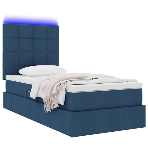 Łóżko z miejscem na przechowywanie i LED Niebieski 90 x 190 cm