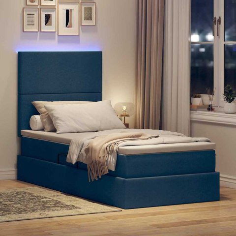 Łóżko z miejscem na przechowywanie i LED Niebieski 90 x 200 cm