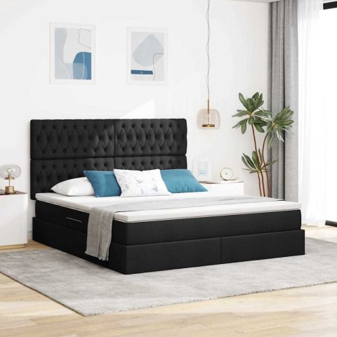 Łóżko z miejscem na przechowywanie i LED Czarny 160 x 200 cm