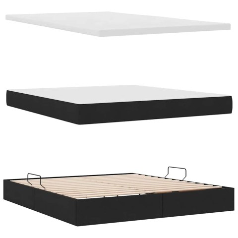 Łóżko z miejscem na przechowywanie i LED Czarny 160 x 200 cm