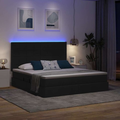Łóżko z miejscem na przechowywanie i LED Czarny 180 x 200 cm