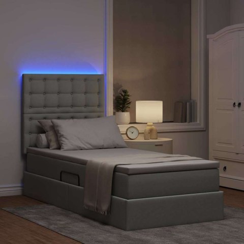 Łóżko z miejscem na przechowywanie i LED Jasnoszary 90 x 190 cm