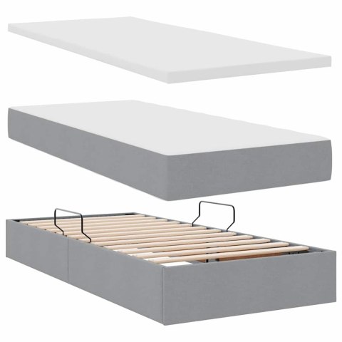Łóżko z miejscem na przechowywanie i LED Jasnoszary 90 x 190 cm