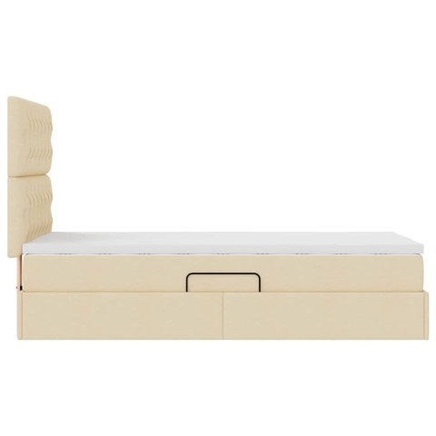Łóżko z miejscem na przechowywanie i LED Kremowy 100 x 200 cm