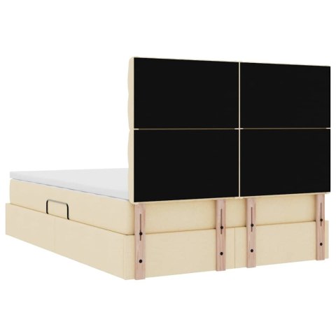 Łóżko z miejscem na przechowywanie i LED Kremowy 140 x 190 cm