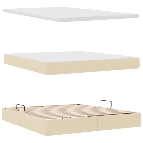 Łóżko z miejscem na przechowywanie i LED Kremowy 180 x 200 cm