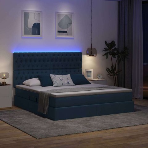 Łóżko z miejscem na przechowywanie i LED Niebieski 160 x 200 cm