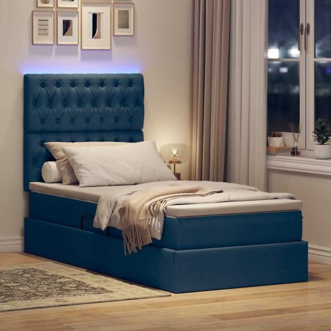 Łóżko z miejscem na przechowywanie i LED Niebieski 90 x 190 cm