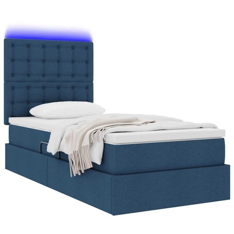 Łóżko z miejscem na przechowywanie i LED Niebieski 90 x 190 cm
