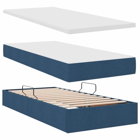Łóżko z miejscem na przechowywanie i LED Niebieski 90 x 190 cm
