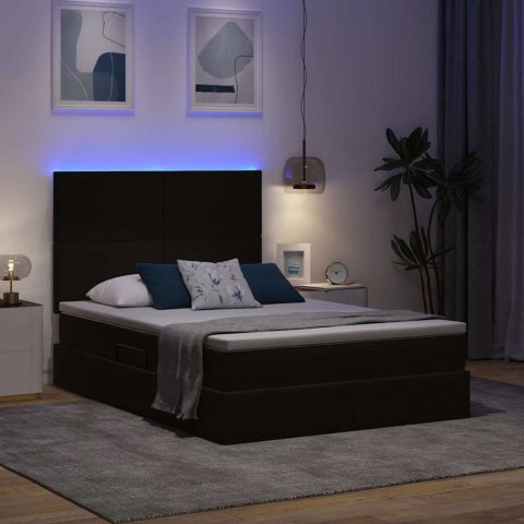 Łóżko z miejscem na przechowywanie i LED Czarny 140 x 190 cm