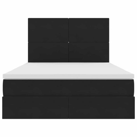 Łóżko z miejscem na przechowywanie i LED Czarny 140 x 190 cm