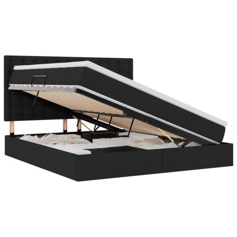 Łóżko z miejscem na przechowywanie i LED Czarny 160 x 200 cm
