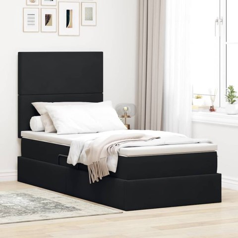 Łóżko z miejscem na przechowywanie i LED Czarny 90 x 190 cm