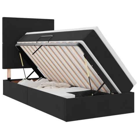 Łóżko z miejscem na przechowywanie i LED Czarny 90 x 190 cm