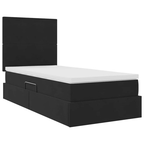 Łóżko z miejscem na przechowywanie i LED Czarny 90 x 190 cm