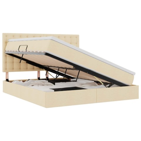 Łóżko z miejscem na przechowywanie i LED Kremowy 160 x 200 cm
