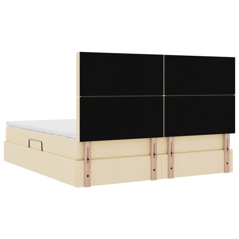 Łóżko z miejscem na przechowywanie i LED Kremowy 160 x 200 cm