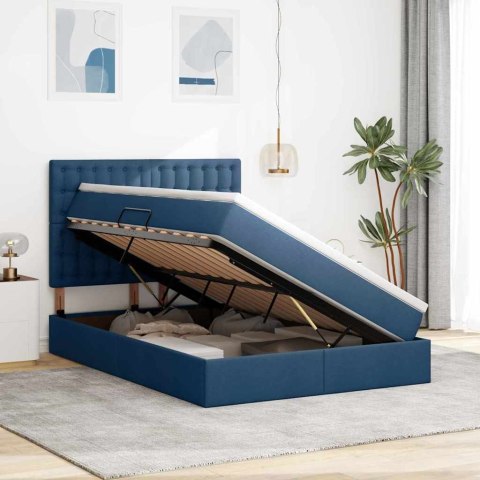Łóżko z miejscem na przechowywanie i LED Niebieski 140 x 190 cm