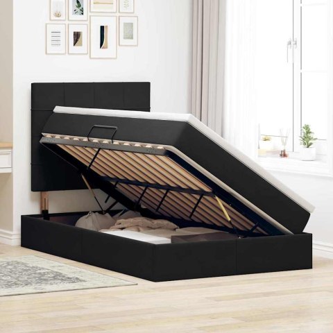 Łóżko z miejscem na przechowywanie i LED Czarny 120 x 200 cm