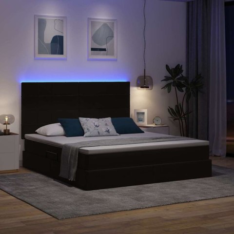 Łóżko z miejscem na przechowywanie i LED Czarny 160 x 200 cm