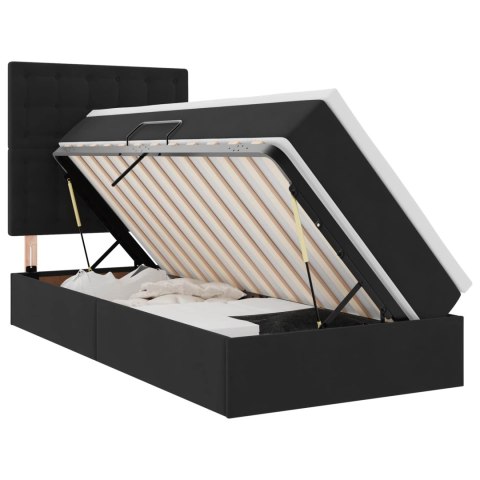 Łóżko z miejscem na przechowywanie i LED Czarny 90 x 200 cm