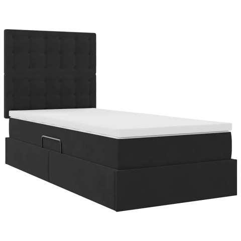 Łóżko z miejscem na przechowywanie i LED Czarny 90 x 200 cm