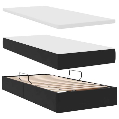 Łóżko z miejscem na przechowywanie i LED Czarny 90 x 200 cm