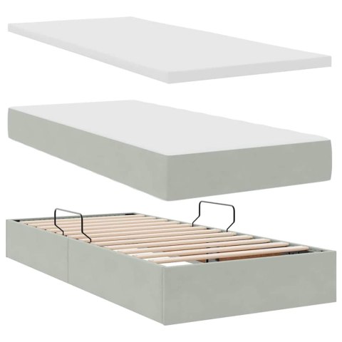 Łóżko z miejscem na przechowywanie i LED Jasnoszary 90 x 200 cm