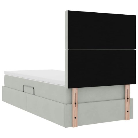 Łóżko z miejscem na przechowywanie i LED Jasnoszary 90 x 200 cm