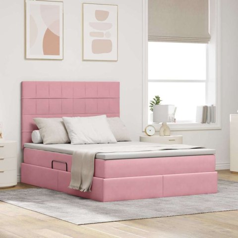 Łóżko z miejscem na przechowywanie i LED Różowy 140 x 190 cm
