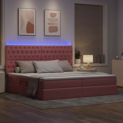 Łóżko z miejscem na przechowywanie i LED Różowy 200 x 200 cm