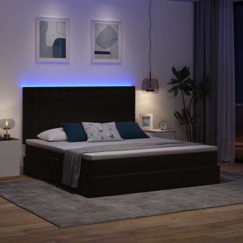 Łóżko z miejscem na przechowywanie i LED Czarny 180 x 200 cm