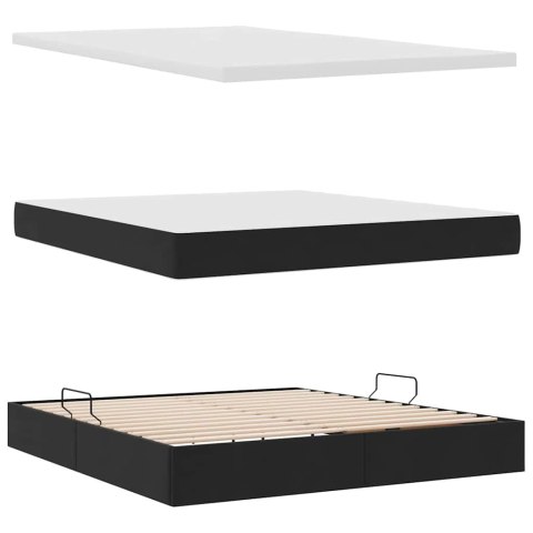 Łóżko z miejscem na przechowywanie i LED Czarny 180 x 200 cm