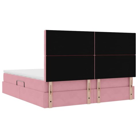 Łóżko z miejscem na przechowywanie i LED Różowy 180 x 200 cm