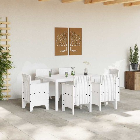 Zestaw do jadalni w ogrodzie 7 pcs Biały Rattan Polt