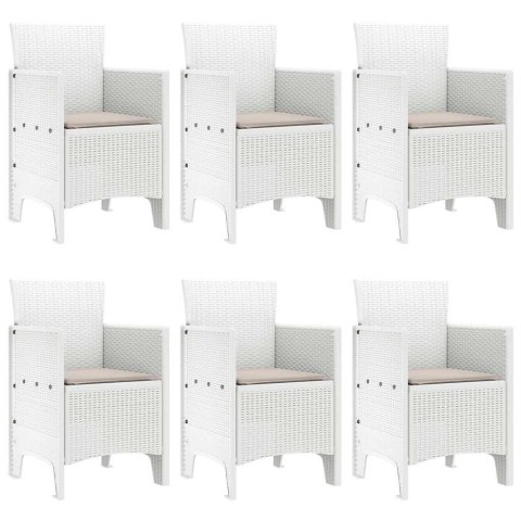Zestaw do jadalni w ogrodzie 7 pcs Biały Rattan Polt