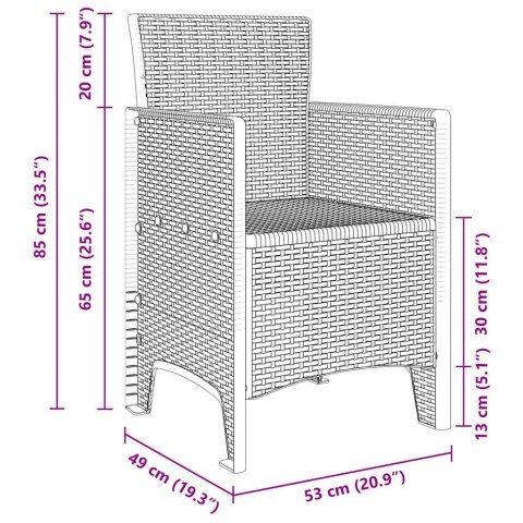 Zestaw do jadalni w ogrodzie 7 pcs Biały Rattan Polt