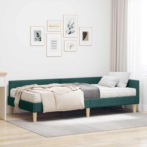 Rama Łóżka Narożnego z Materacem 2 pcs Zielony tkanina