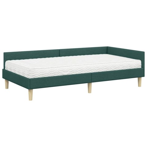 Rama Łóżka Narożnego z Materacem 2 pcs Zielony tkanina