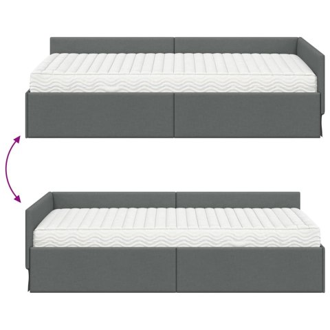Rama Łóżka Narożnego z Materacem Inny 2 pcs Szary tkanina